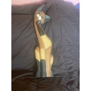 Vintage Folk Art Hand Carved Wood Cat 24 "